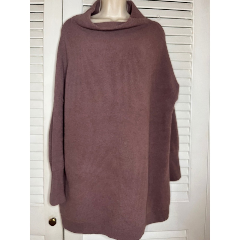 Free People Ottoman Slouchy Tunic Sweater Mauve Ribbed Mock Neck Pullover Small